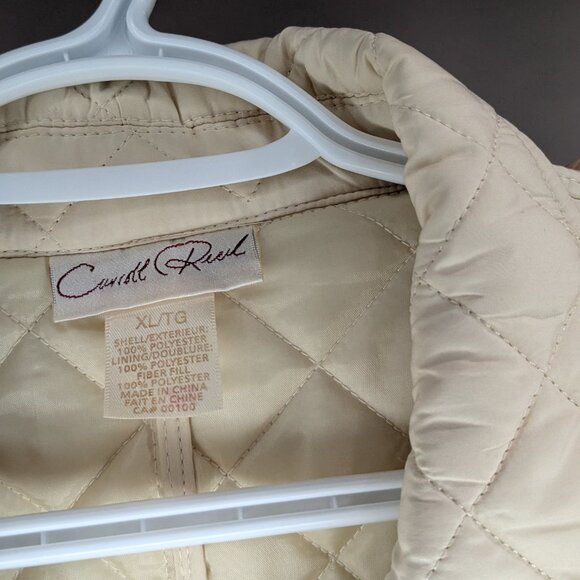 Carroll Reed Quilted Zipper Vest Cream Size XL - Picture 3 of 3